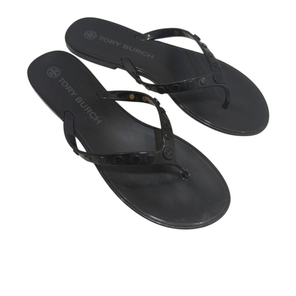 Tory Burch 10 logo studded jelly sandal flip flops 3626